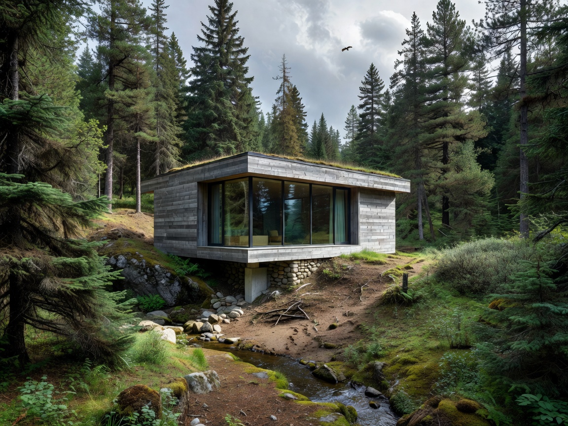 Compact architectural retreat in the wilderness